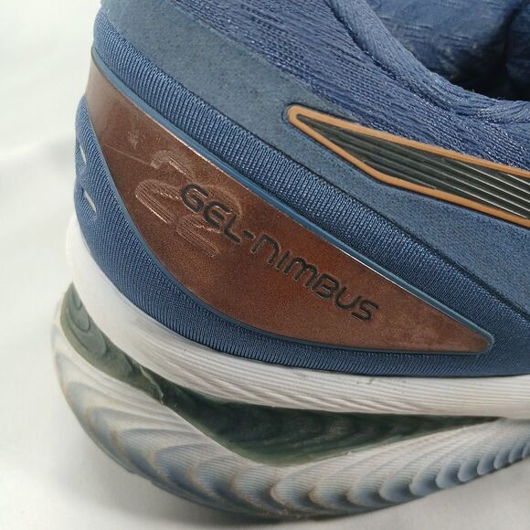 Asics Mens Gel Nimbus 22 Blue Orange Running Shoes Size 12 Athletic Trainers - Picture 7 of 12